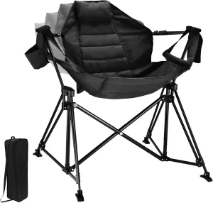 Hammock Camping Chair Folding 350lbs Foldable Portable Rocking Chairs for Adults Outside Swinging Camp with Stand Lawn Garden Hanging Outdoor