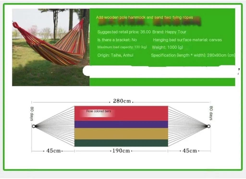 Hammocks Hammock Outdoor Home Double Hanging Chair Dormitory Bedroom Camping Picnic Camping Load-Bearing Fixed Camping Hammocks(Blue)