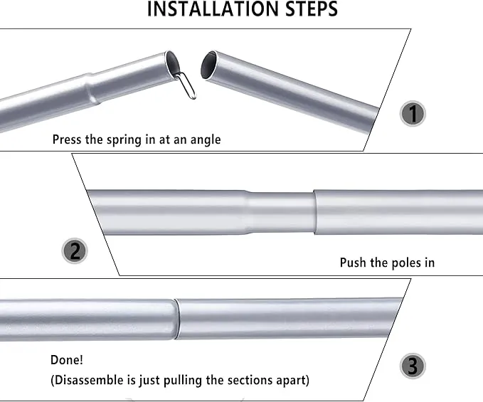 Hasika Camping Tent Pole Repair Kit Including Ropes Stakes Adjustable from 30" to 74.8" Replacement for Tarp Awning Rainfly 2 Set (10 Sections)