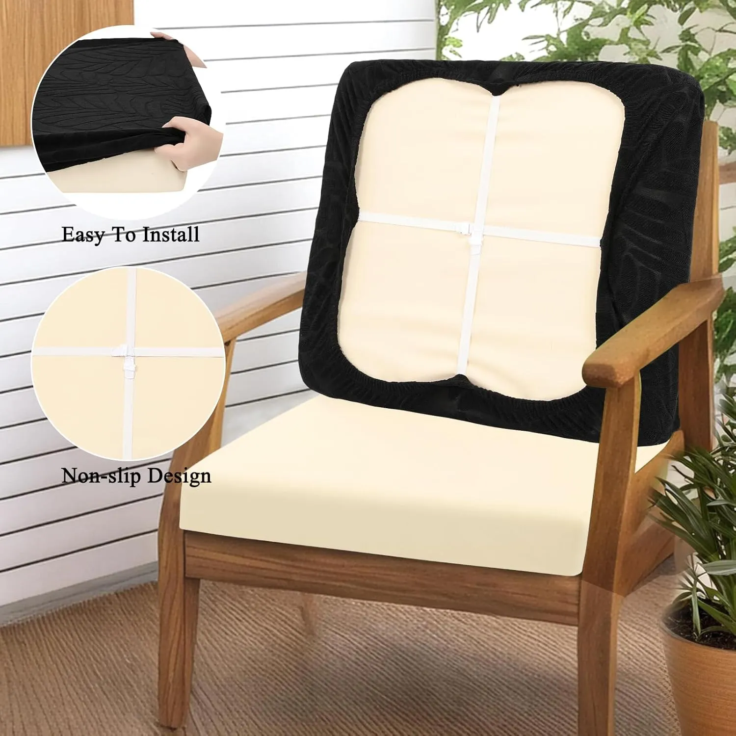 HEBE Outdoor Patio Cushion Covers Set of 10 Waterproof Stretch Seat Cushion Cover for Patio Furniture Clearance Outdoor Sofa Cushion Cover Replacement Couch Slipcovers Chair Seat Cover