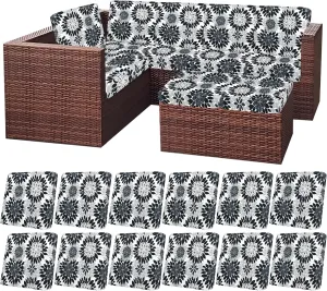 HEBE Outdoor Patio Cushion Covers Set of 12 Waterproof Stretch Seat Cushion Cover for Patio Furniture Clearance Outdoor Sofa Cushion Cover Replacement Couch Slipcovers Chair Seat Cover