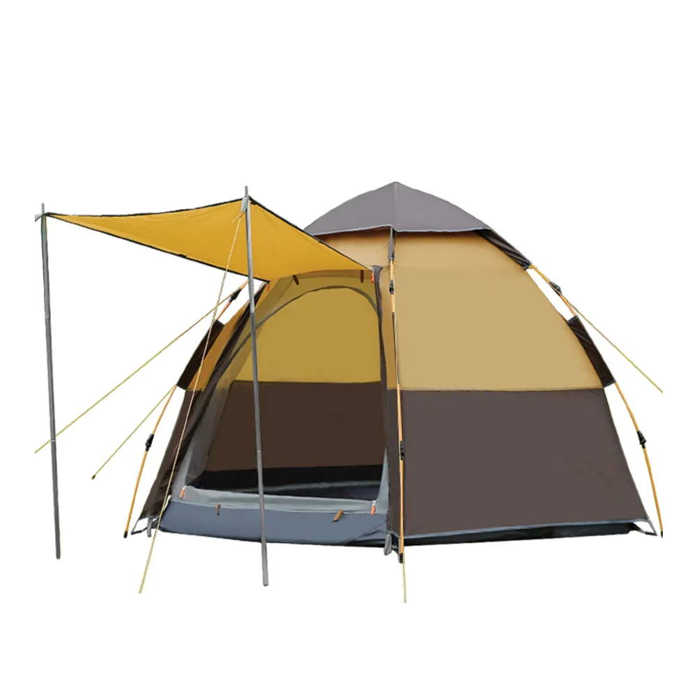 Hewolf Automatic 4 person Hexa Tent - Camel