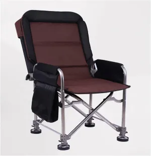 High Back Chair Fishing Chair Lightweight Portable Folding Director Chairs with Side Pockets Lifting Legs and Removable Cushion for Outdoor Beach Camping Chair