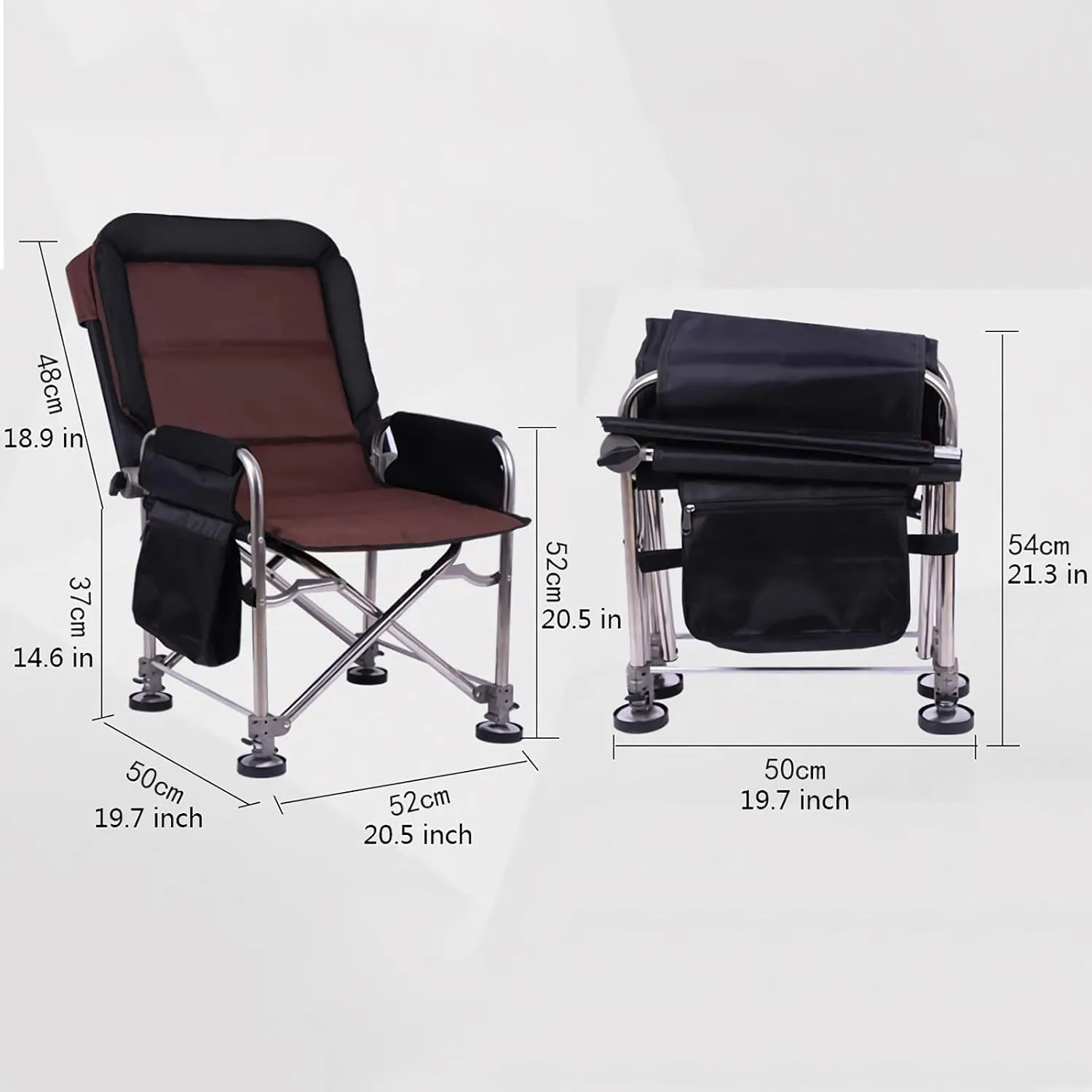 High Back Chair Fishing Chair Lightweight Portable Folding Director Chairs with Side Pockets Lifting Legs and Removable Cushion for Outdoor Beach Camping Chair