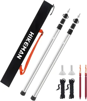 HIKEMAN Tarp Poles Adjustable Aluminum Telescoping Tarp Poles, Lightweight Canopy Poles Portable Tent Poles for Outdoor Camping Backpacking Awning