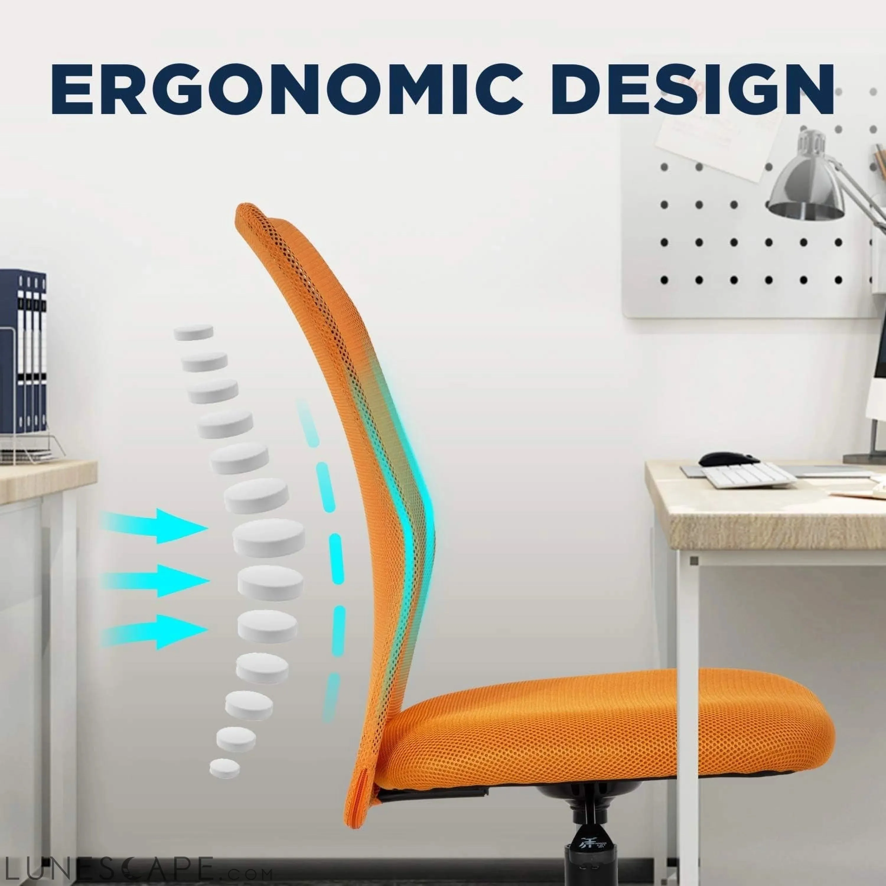 Home Office Chair Mid Back Mesh Desk Chair Armless Computer Chair