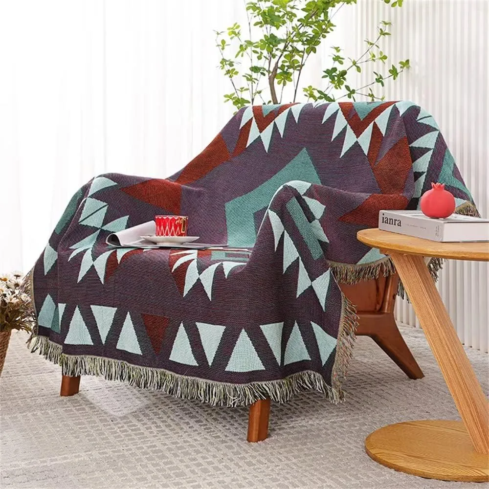 Homesy Southwestern Throw Blankets Navajo Aztec Throws and Blankets Green Multi-Function Boho Throw for Couch Chair Sofa Bed Home Outdoor Beach Car Tent Travel Camping 63"x87"