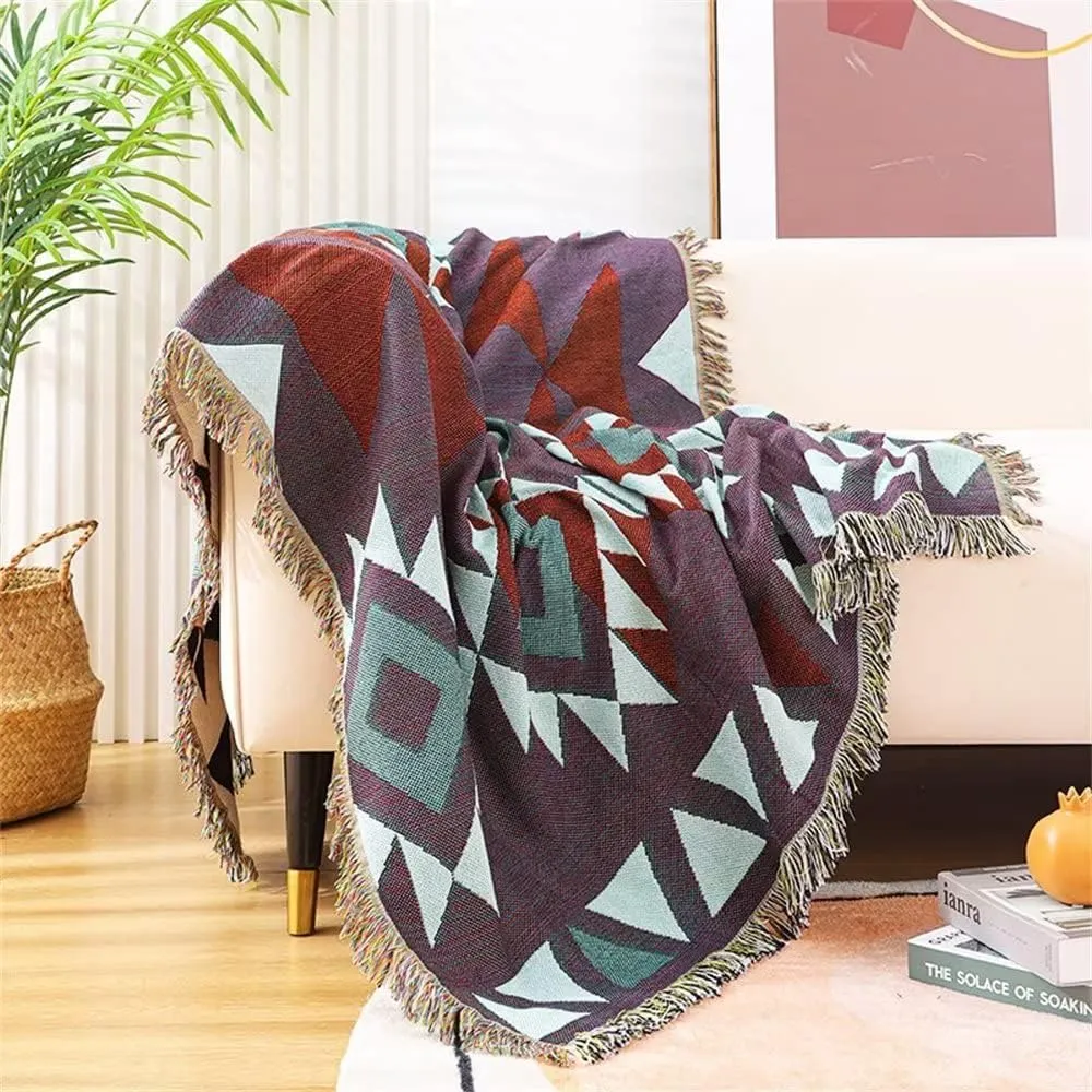 Homesy Southwestern Throw Blankets Navajo Aztec Throws and Blankets Green Multi-Function Boho Throw for Couch Chair Sofa Bed Home Outdoor Beach Car Tent Travel Camping 63"x87"