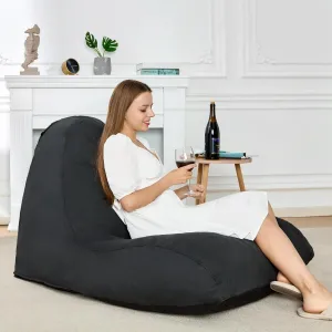 Homguava Bean Bag Chair Sofa Memory Foam Pre-Filled Bean Bag Chairs Stuffed Beanbag Sofa Lazy Bean Bag for Adults, Bean Bag Couch for Gaming, Reading & Relaxing(Linen, Black)