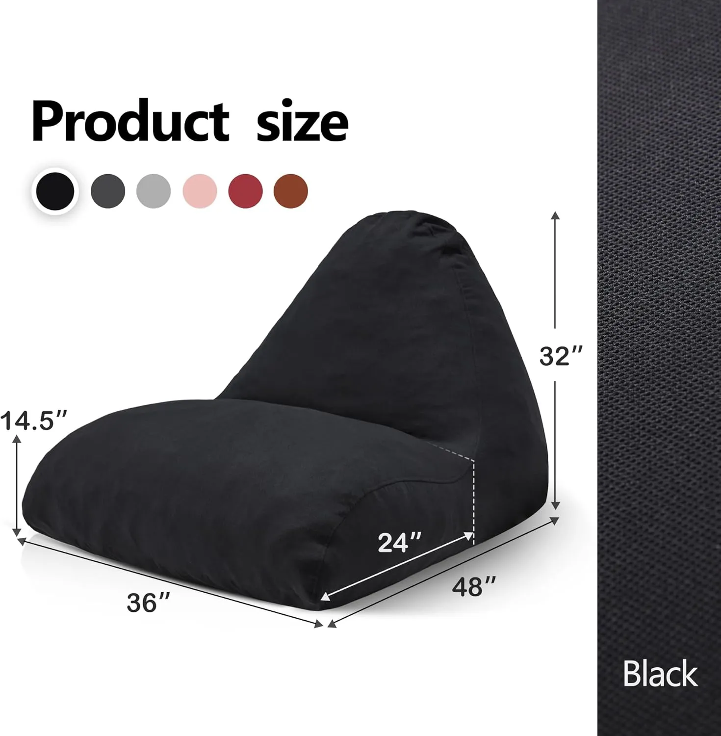 Homguava Bean Bag Chair Sofa Memory Foam Pre-Filled Bean Bag Chairs Stuffed Beanbag Sofa Lazy Bean Bag for Adults, Bean Bag Couch for Gaming, Reading & Relaxing(Linen, Black)
