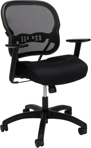 HON Wave Mid-Back Office Desk Chair, Ergonomic Breathable Mesh, Adjustable Arms, Lumbar Support, Synchro-Tilt, Cushion, 360 Swivel Wheels