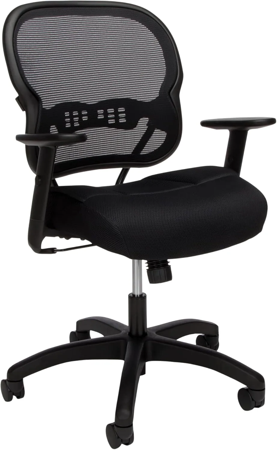 HON Wave Mid-Back Office Desk Chair, Ergonomic Breathable Mesh, Adjustable Arms, Lumbar Support, Synchro-Tilt, Cushion, 360 Swivel Wheels