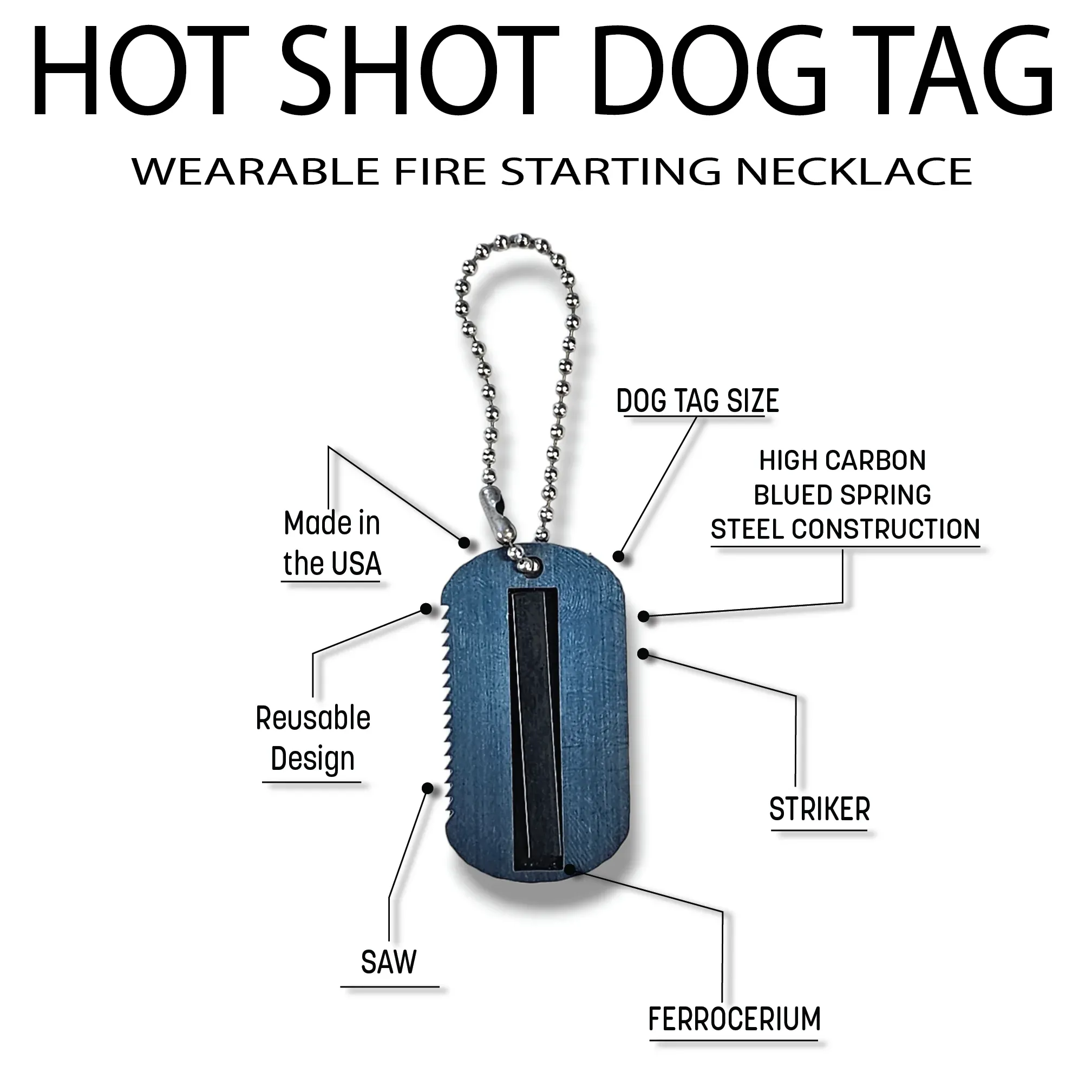 Hot Shot Dog Tag: Fire Necklace
