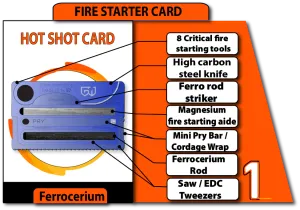 Hot Shot Fire Card Gen2: Survival Knife with Fire Starter Card