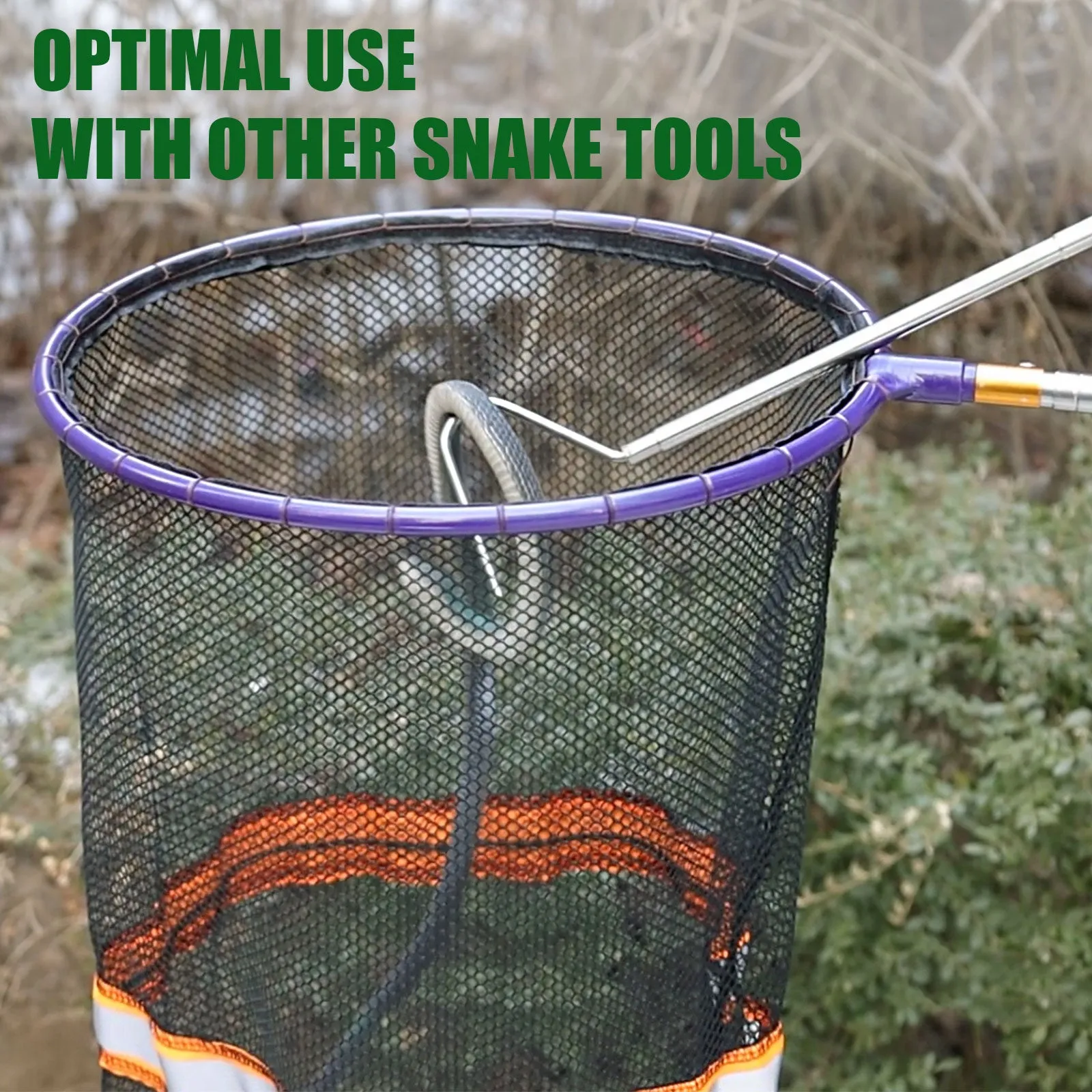 IC ICLOVER Snake Catcher Net   39" Collapsible Snake Hook, Snake Grabber Handling Tool, Reptile Catching Net with Telescopic Pole Stick, Best Tool Set for Moving Pick-Up Rattle Snakes Lizard Reptiles