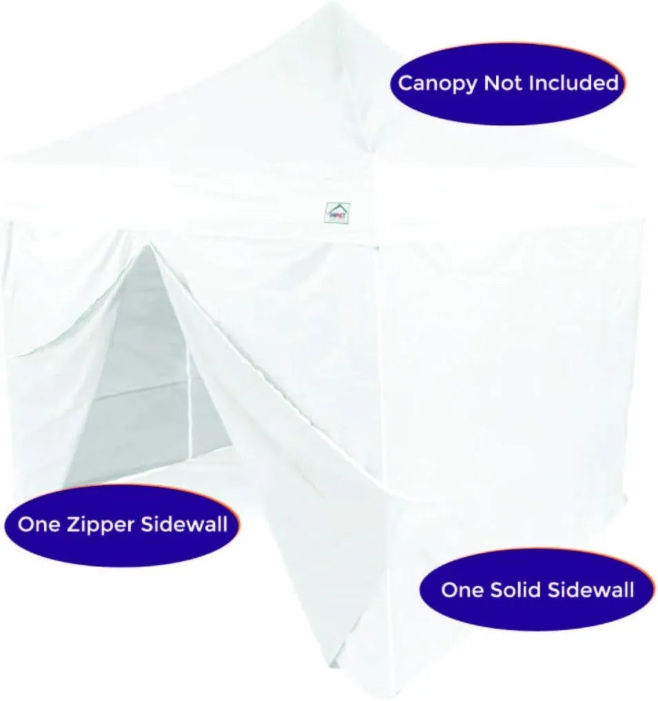 Impact Canopy 10-Foot Canopy Tent Wall Set, 1 Solid Sidewall and 1 Middle Zipper Sidewall Only, White
