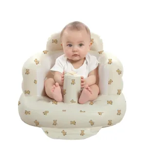 Inflatable Baby Seat for Babies 3-36 Months, Built in Air Pump Baby Chair Sit Me up Floor Seat for Baby, Bumbo Seat for Learning to Sit, Feeding, Camping (Bear Cub)