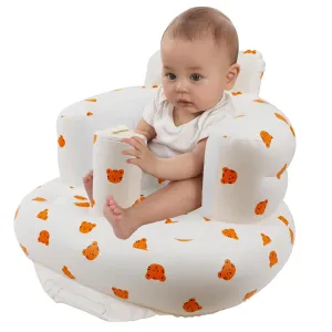 Inflatable Baby Seat for Babies 3 Months and Up, Toddler Floor Seats for Sitting Up, Built in Air Pump Baby Seats for Kids, Blow Up Baby Chair with Back Support - Tiger
