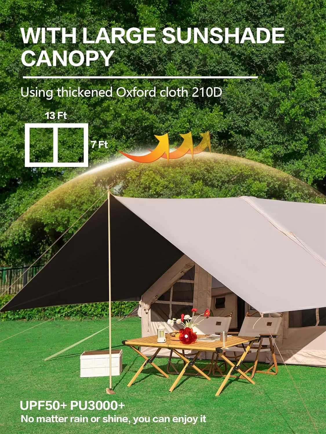 Inflatable Camping Tent, 2/4/6/8 Person Glamping Inflatable Tents for Camping, 2025 Update Zipper Door Easy Setup Blow Up Tents Big House with Rainfly&Mosquito Screen, 4 Season
