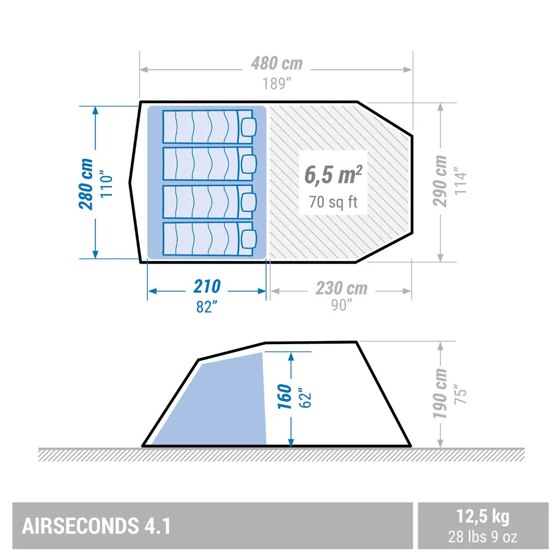 Inflatable Family Camping Tent 4 Person - Air Seconds 4.1