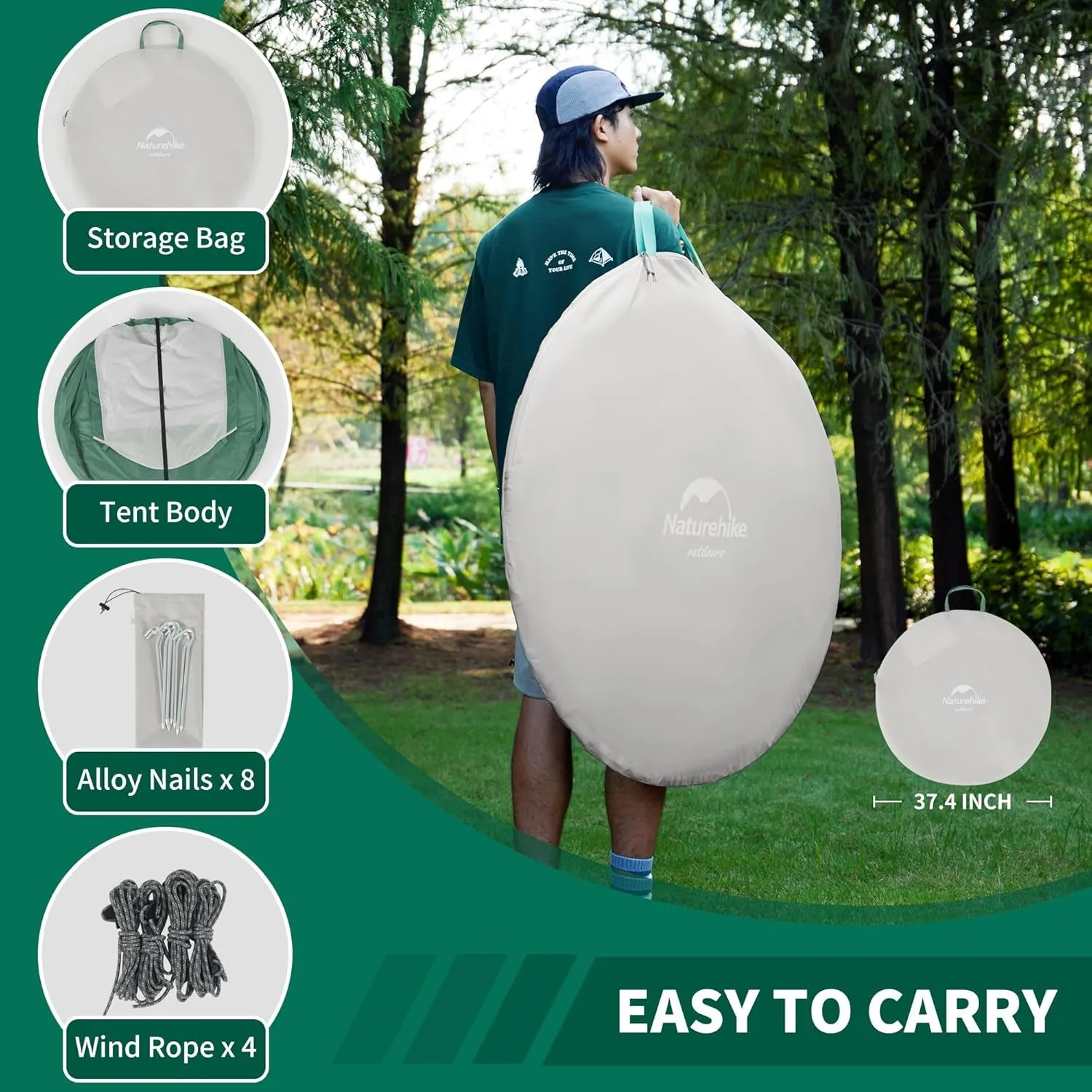 instant 3-4 person pop up camping tent with awning