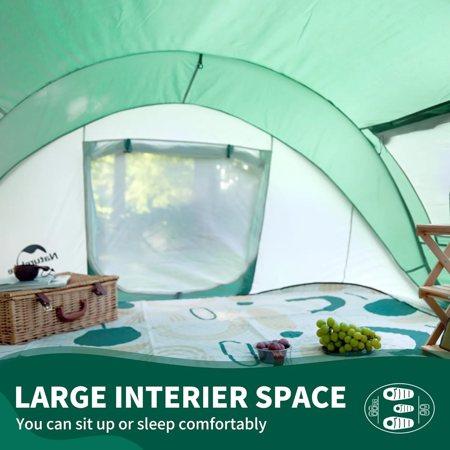 instant 3-4 person pop up camping tent with awning