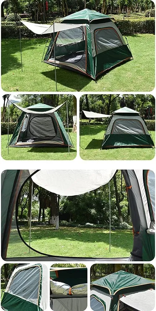 Instant Pop-up Camping Tent for 3-8 People Lightweight Double Layer Family Tent with Carrying Bag for Outdoor Camping Hiking Climbing Fishing Survival Festivals Garden (Dark Green 5~8 Person)