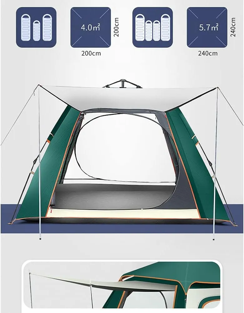 Instant Pop-up Camping Tent for 3-8 People Lightweight Double Layer Family Tent with Carrying Bag for Outdoor Camping Hiking Climbing Fishing Survival Festivals Garden (Dark Green 5~8 Person)