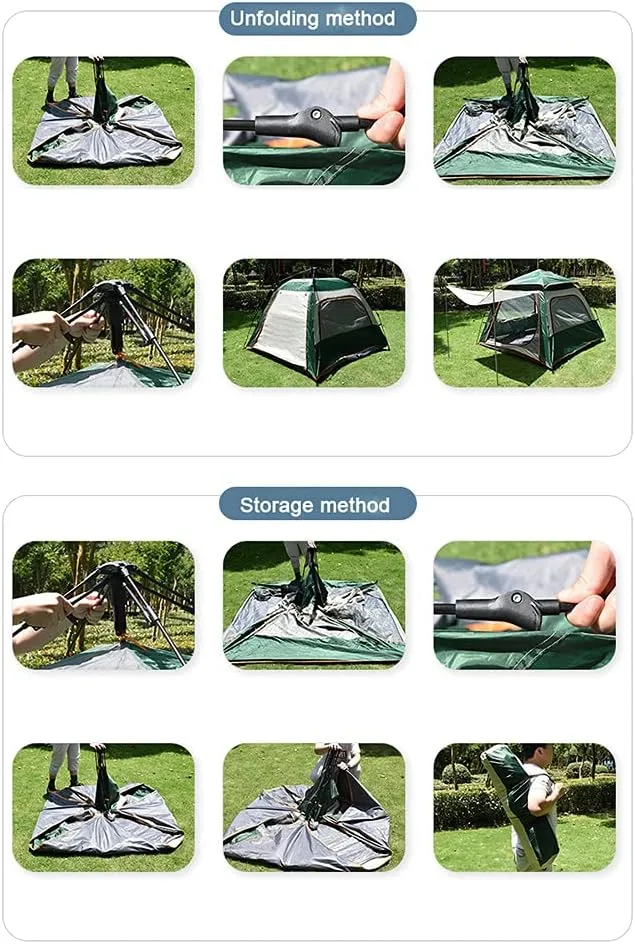 Instant Pop-up Camping Tent for 3-8 People Lightweight Double Layer Family Tent with Carrying Bag for Outdoor Camping Hiking Climbing Fishing Survival Festivals Garden (Dark Green 5~8 Person)