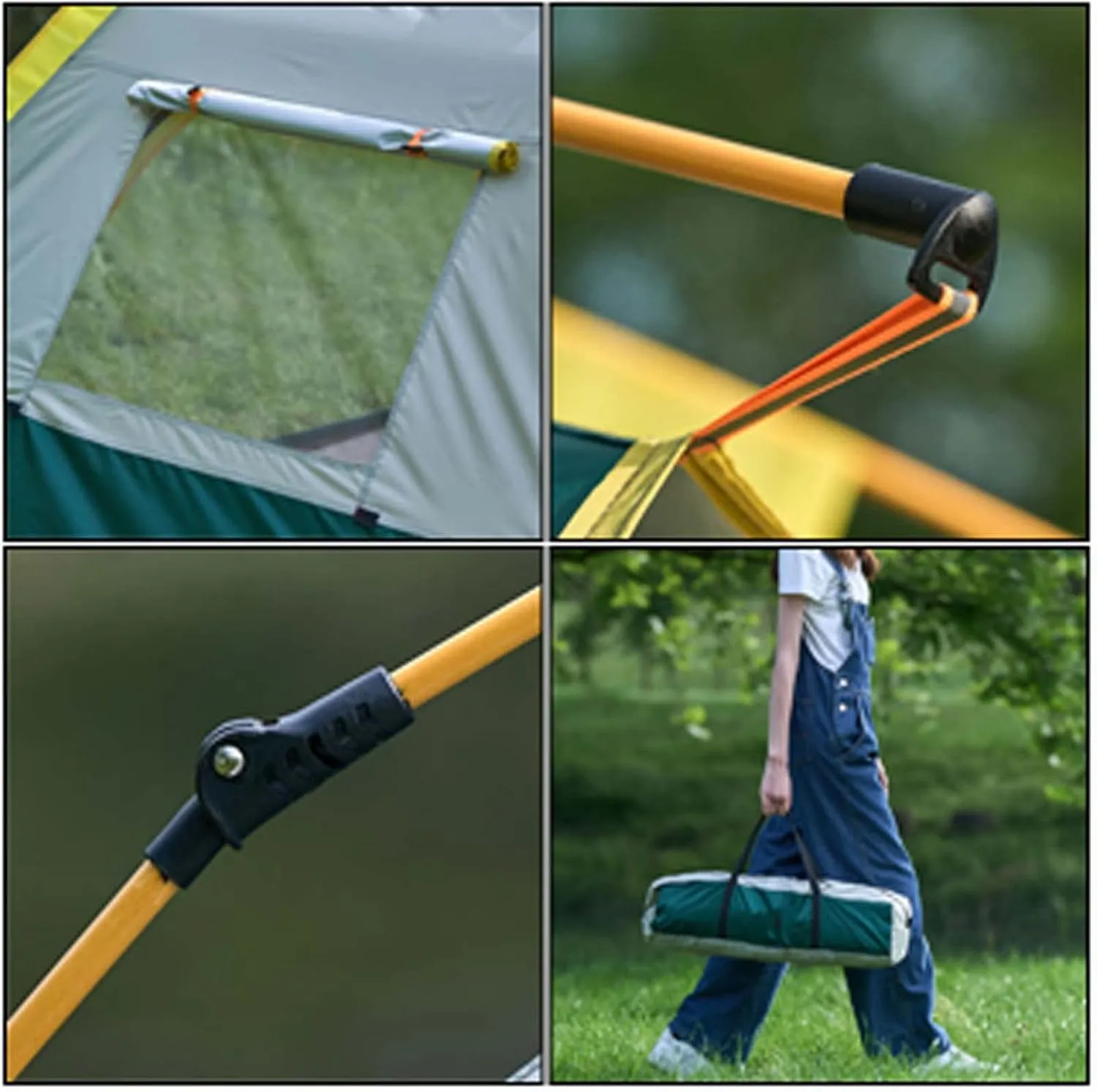 Instant Pop Up Tents for Camping, 2/3/4 Person Easy Quick Setup Family Tents, Waterproof Windproof Dome Tent, Outdoor Tent with 2 Large Mesh Windows and Carry Bag