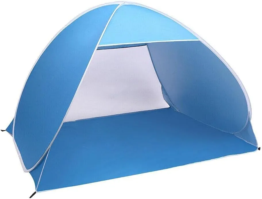 JHUS 2-3 Person Beach Tent Pop Up Sun Shelter Tent Automatic Umbrella Fishing Blue Camping Accessories Camping Gear Beach Accessories Beach Tent Canopy Tent Sun Shade Beach Canopy Camping Essent