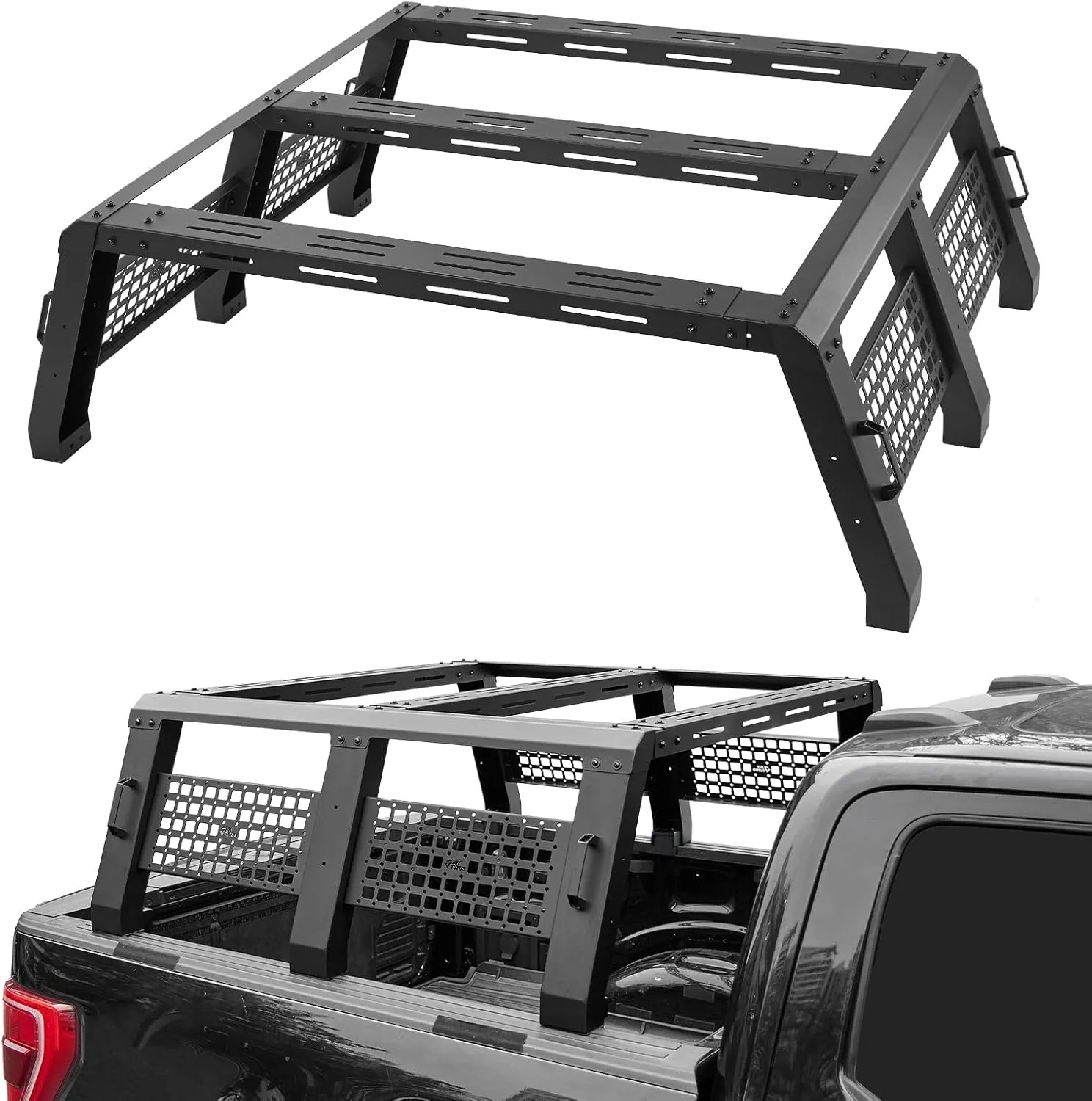 JOYTUTUS Full Size Truck Bed Rack Overland Bed Rack Compatible with F150 F250 F350 Silverado Sierra Ram, 18.8" High Ladder Rack Truck Rack for Kayak, Roof Top Tent