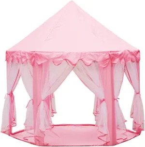 Kids Folding Fairy Hexagon Princess Castle Playhouse Teepee Play Tents with Net for Indoor Outdoor,Easy Set Up,Convenient Storage