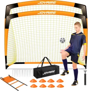 Kids Soccer Goals for Backyard Set, Portable Toddler Soccer Goal 2 of 4x3 ft, 6x4 ft, 7x5 ft, Soccer Training Equipment, Pop Up Soccer Net Kit with Size 4 Soccer Ball, Youth Games, Outdoor Sports Play