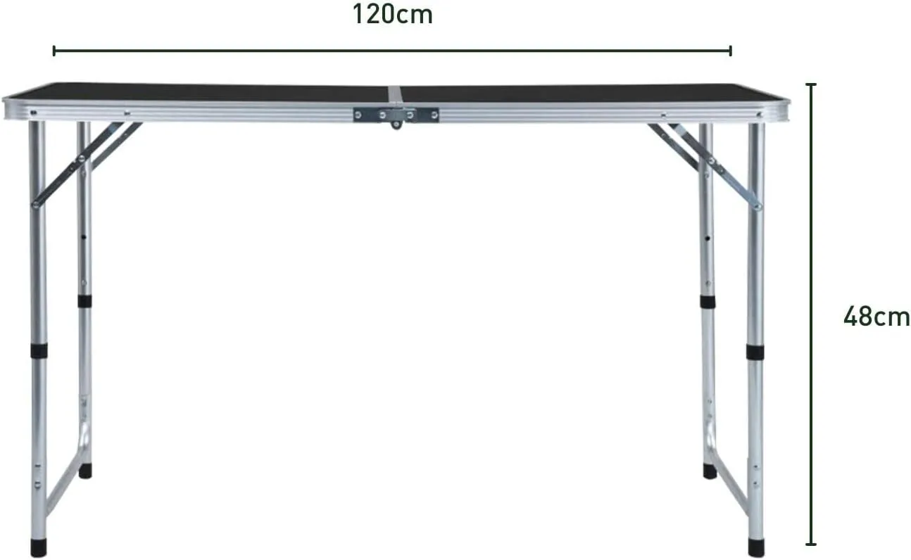 KILIROO 120cm Black Camping Table with 4 Chairs