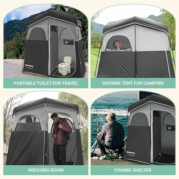 KingCamp Portable Shower Tent for Camping, Oversized Shower Privacy Tent Kit, Outdoor Changing Tent Dressing Tent for Backpacking Hiking