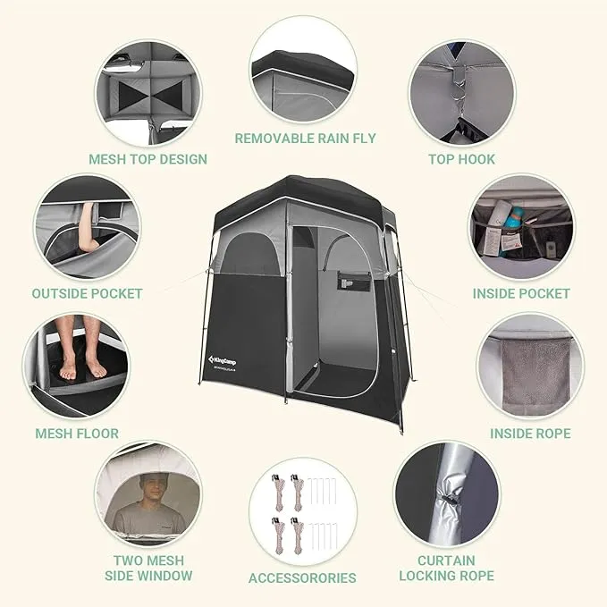 KingCamp Portable Shower Tent for Camping, Oversized Shower Privacy Tent Kit, Outdoor Changing Tent Dressing Tent for Backpacking Hiking