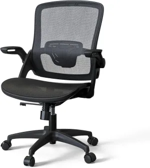 KOLLIEE Mesh Home Office Chair Ergonomic Swivel Office Desk Chair with Adjustable Lumbar Support Black Comfortable Computer Chair with Flip up Arms