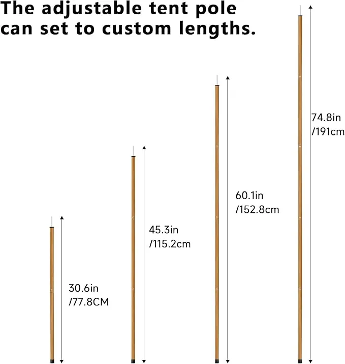 KOMCLUB Telescoping Tent Poles Tarp Poles 5-Section Adjustable Aluminum Rods for Tent Fly and Tarps Lightweight Replacement Adjustable Tent Poles for Outdoor Sport Camping 78Inch