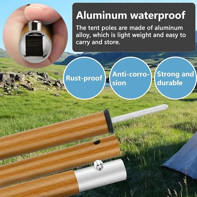 KOMCLUB Telescoping Tent Poles Tarp Poles 5-Section Adjustable Aluminum Rods for Tent Fly and Tarps Lightweight Replacement Adjustable Tent Poles for Outdoor Sport Camping 78Inch
