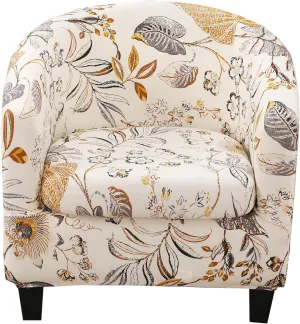 KRFOONN Club Chair Slipcover 2 Piece Stretch Printed Round Barrel Chair Covers Removable Tub Chair Slipcover with Elastic Bottom Chair Coverings Furniture Protector Cover for Living Room, B26