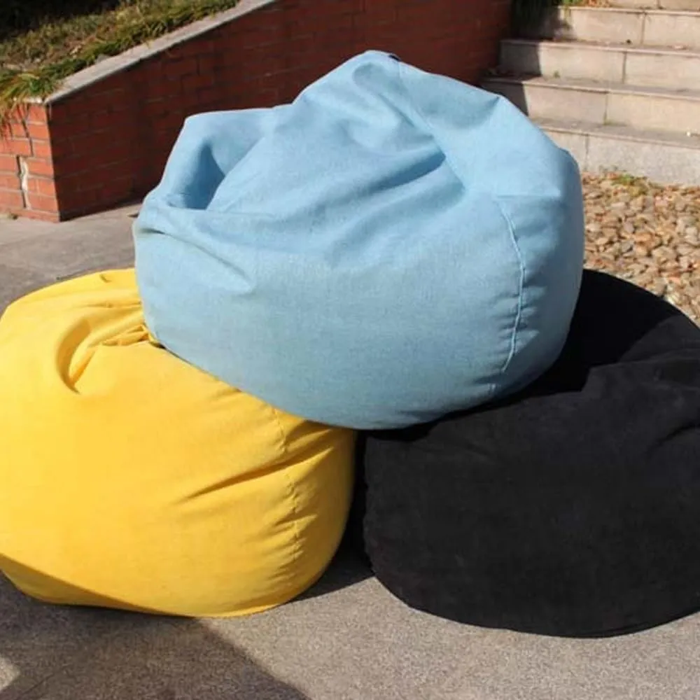 Large Small Lazy Sofa Cover Chairs Without Filler Linen Cloth Lounger Seat Bean Bag Pouf Puff Couch Tatami Living Room Bedroom (Color : Beige, Size : 100x120cm)