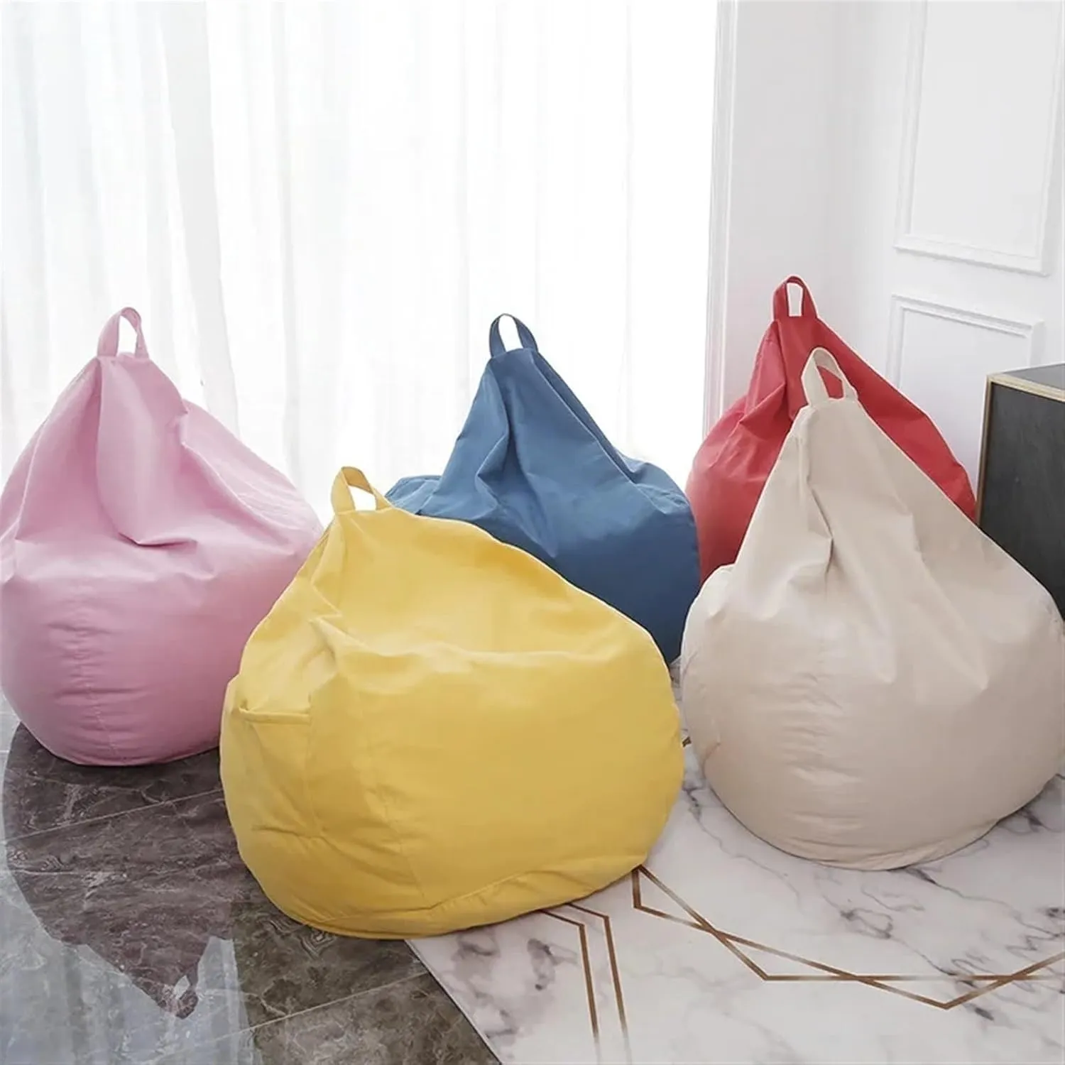 Large Small Lazy Sofa Cover Chairs Without Filler Linen Cloth Lounger Seat Bean Bag Pouf Puff Couch Tatami Living Room Bedroom (Color : Beige, Size : 100x120cm)
