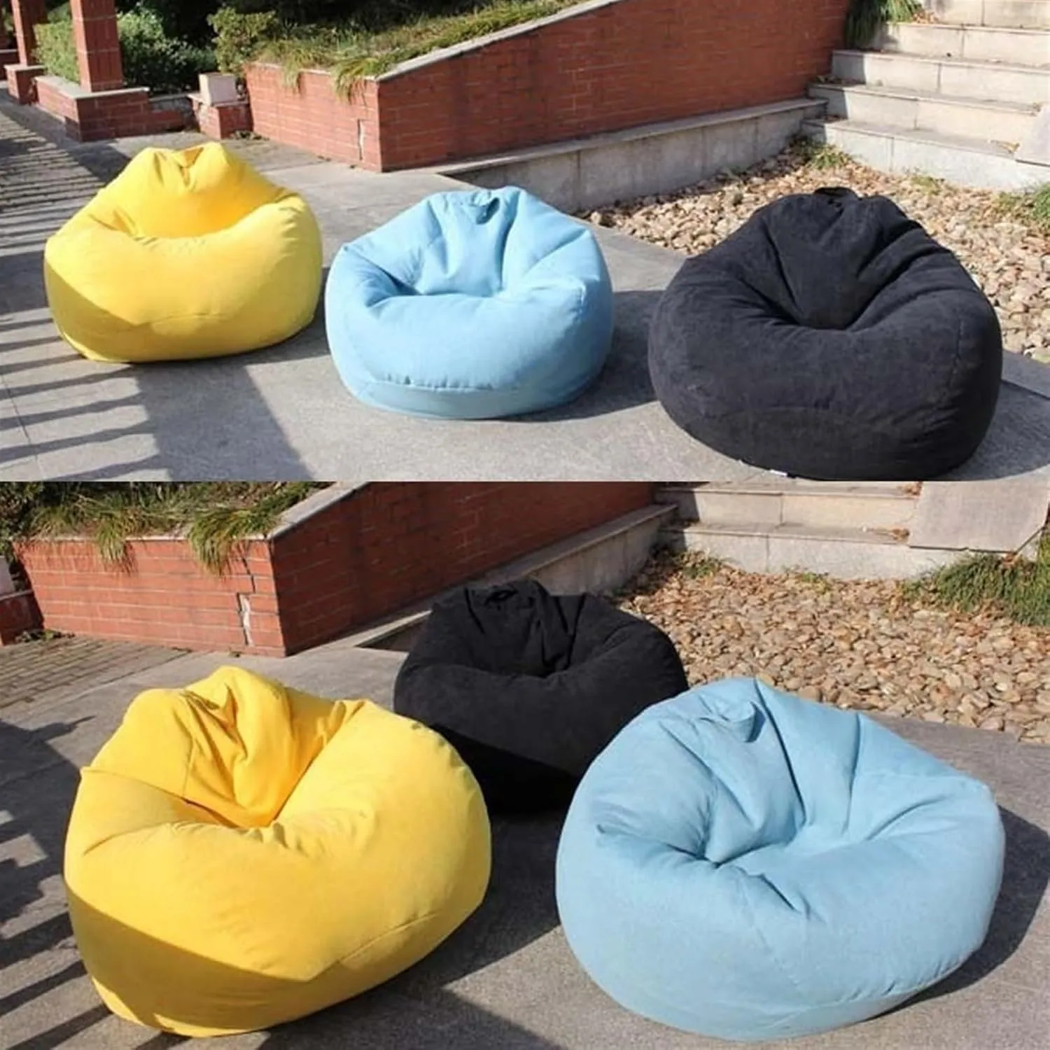 Large Small Lazy Sofa Cover Chairs Without Filler Linen Cloth Lounger Seat Bean Bag Pouf Puff Couch Tatami Living Room Bedroom (Color : Beige, Size : 100x120cm)
