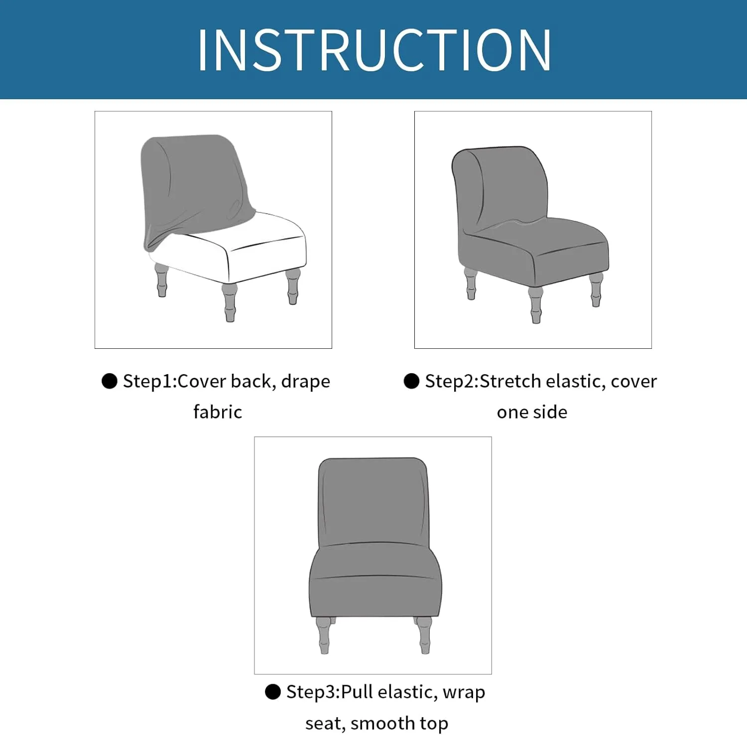 LavishCover Armless Accent Chairs Covers, Thick Armless Recliner Sofa Cover Stretchable, Removable Armless Chair Slipcover for Living Dining Room Hotel (Camel, 1pc)