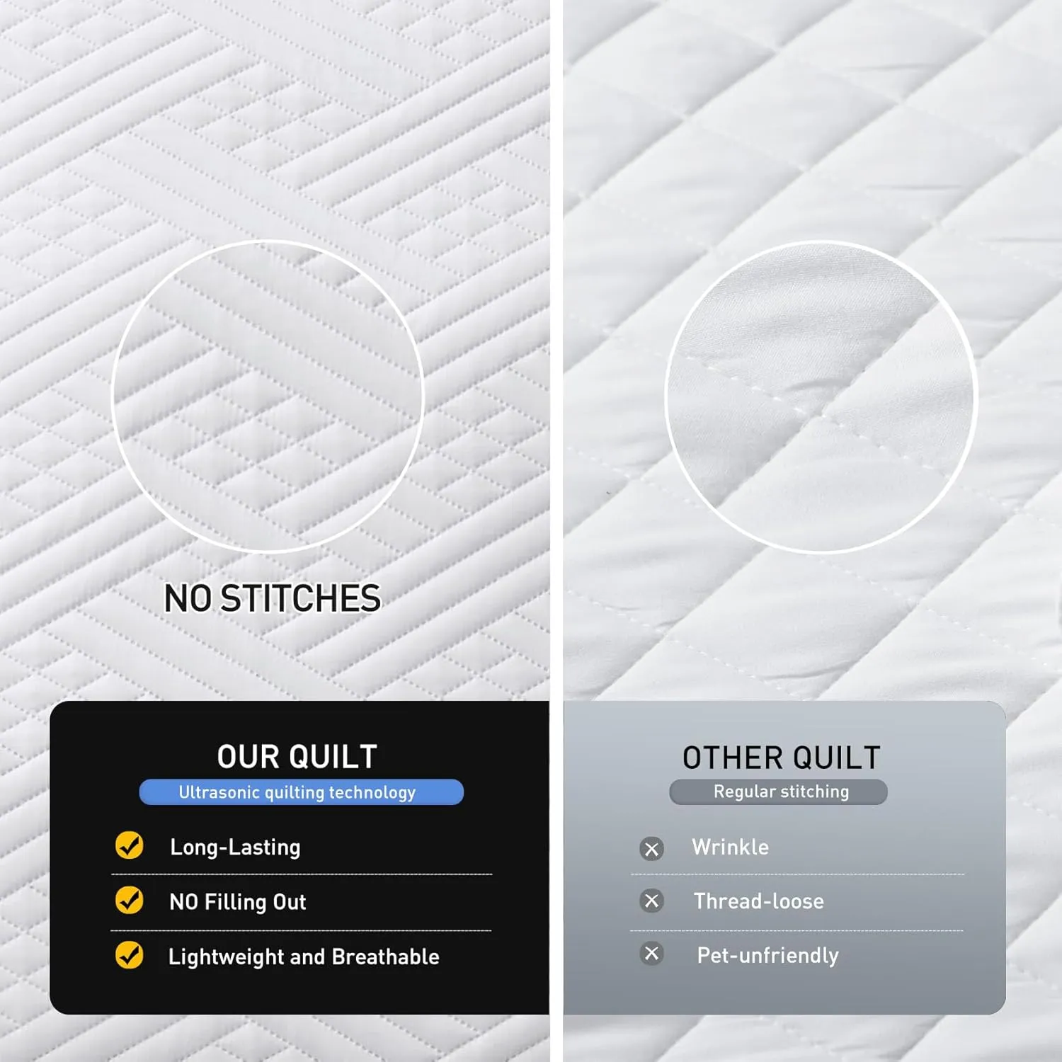 Lavsiry White Quilt Queen Size with Striped Pattern, Lightweight Soft Summer Thin Microfiber Bedspread & Coverlet Bedding Set for All Seasons - 3 Piece(1 Quilt, 2 Pillow Shams)