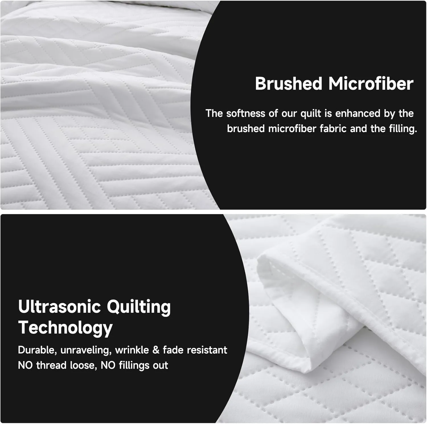 Lavsiry White Quilt Queen Size with Striped Pattern, Lightweight Soft Summer Thin Microfiber Bedspread & Coverlet Bedding Set for All Seasons - 3 Piece(1 Quilt, 2 Pillow Shams)