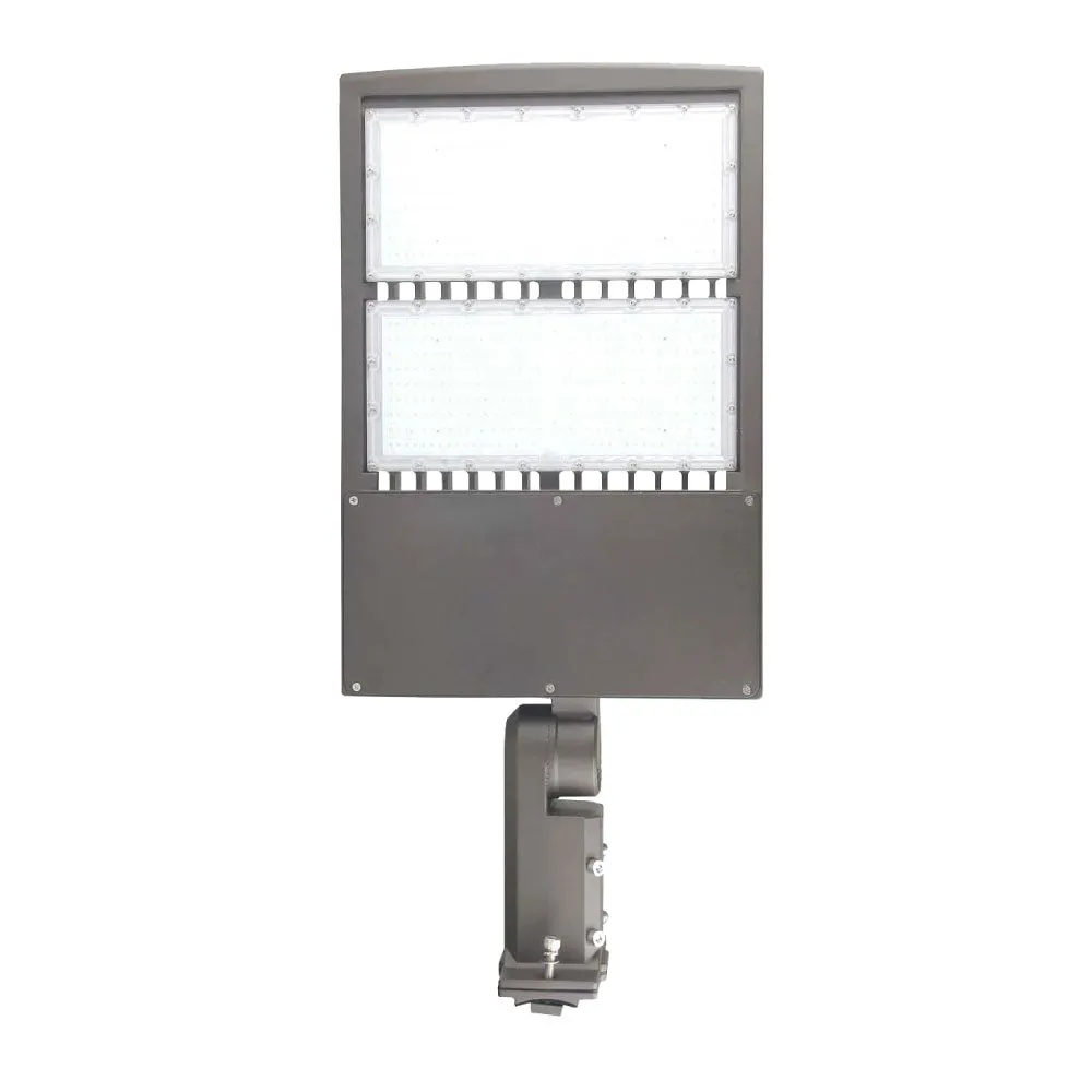 LED Pole Light with Dusk to Dawn Photocell, 300W/240W/200W Wattage Adjustable, 5700K, 133 LM/W, Universal Mount (Adjustable Slip Fitter   Wall Mount), Gray, IP65 Waterproof, AC120-277V, LED Parking Lot Lights - Outdoor Commercial Area Street Lighting