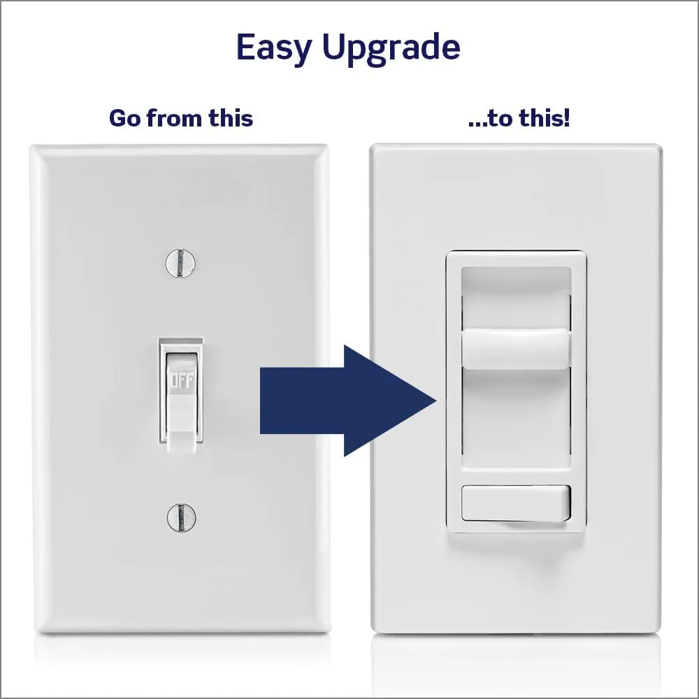 Leviton SureSlide Dimmer Switch for Dimmable LED, Halogen and Incandescent Bulbs, 6674-P0W, White