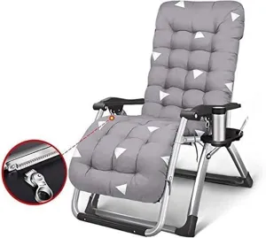 Lightweight Sun Lounger Garden Chairs Oversize Zero Locking Patio Lounger Chair in Garden Outdoors Home Lounge Chair Folding Beach Deck Chair with Cotton Pad Recliner
